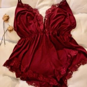 Plus Size Burgundy Romper Teddy​